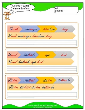 ü sesi Çalışma Sayfaları